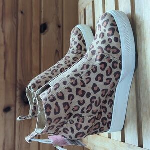 Leopard Wedge Sneakers